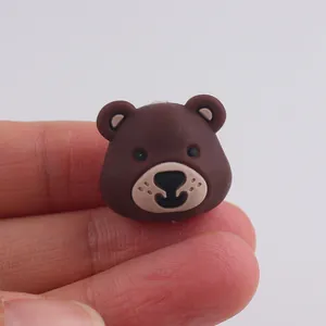 DIY silicone brown bear cartoon beads for jewelry making and craft supplies
