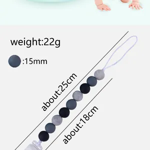 Catenella portaciuccio in silicone lunga 25 cm con perline effetto marmo da 15 mm