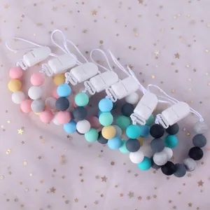 Catenelle portaciuccio in silicone colorato con clip di sicurezza per neonati vari
