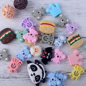 Assortiment de perles en silicone de qualité alimentaire en formes de koala et de dessins