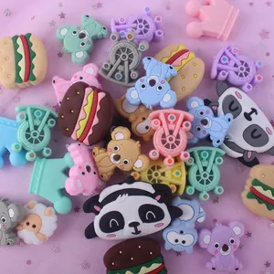 Détails de perles en silicone colorées en forme d'animaux et d'aliments pour bijoux DIY