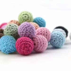 Colorful 16mm crochet cotton thread wooden beads for DIY jewelry and handicraft making