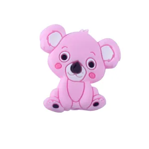 Détail de la perle koala rose en silicone alimentaire pour brico et dentition bébé