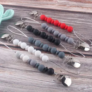 Lot de 5 attaches-tétines en silicone multicolores avec clip solide en acier inoxydable