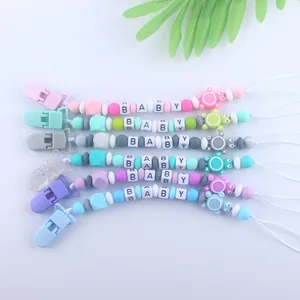 Cadena de Chupete de Silicona Para Bebé Con Cuentas de Tortuga Sin BPA Clip Anti-Pérdida Soporte de Chupete Para Recién Nacido