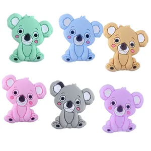 Perles de dentition koala en silicone alimentaire en six couleurs pour bijoux bébé