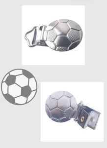Macro detail of football style metal pacifier clip with secure plastic teeth insert