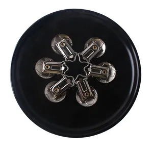 Set of six silver metal pacifier clips with embossed football pattern for DIY accessories