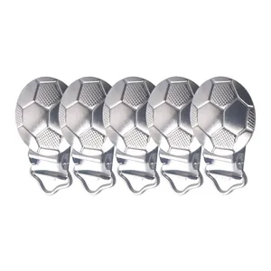 Set of 5 silver soccer-themed metal pacifier clips for DIY baby accessory making