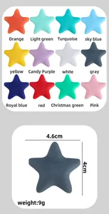 Tableau des tailles pour anneaux de dentition étoiles en silicone de 4,6 cm en 12 couleurs
