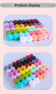 Vue détaillée de perles en silicone 14mm colorées pour la création de bijoux de dentition