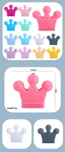Detailed view of crown-shaped silicone beads with 3.5x3cm dimensions and 2mm hole size