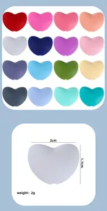 Detailed grid showing 16 colors of heart-shaped silicone beads for DIY pacifier clips