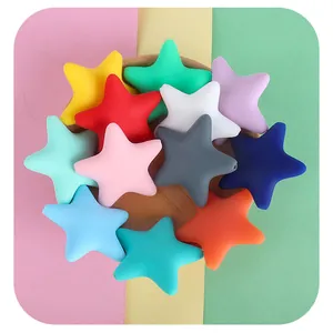 Perles de Dentition en Silicone Souple Forme Étoile pour Attache-Tétine DIY Accessoires de Collier sans BPA Jouet Sensoriel