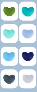 Selection of eight matte silicone heart beads in various colors for DIY jewelry crafts