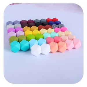 Perles hexagonales en silicone 14mm pour colliers de dentition et attaches-tétines DIY
