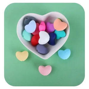 Heart Shaped Silicone Beads Food Grade BPA Free DIY Pacifier Chain Teething Bracelet Jewelry Making Accessories Macaron Colors