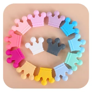 DIY crown silicone beads for baby pacifier clips and teething bracelets in various colors