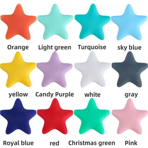 Perles étoiles en silicone en douze couleurs pour bijoux de dentition DIY bébé