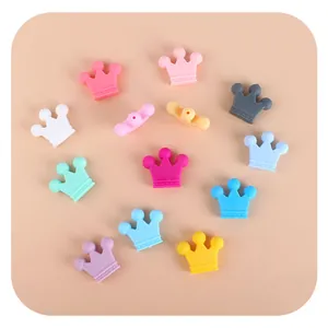 Colorful crown silicone beads for DIY baby pacifier clips and teething bracelets