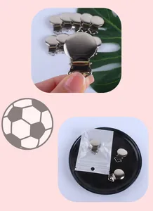 Polished round metal pacifier clips with spring mechanism for DIY infant accessories