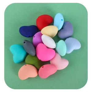 Colorful heart-shaped silicone beads for baby DIY teething bracelets and pacifier clips