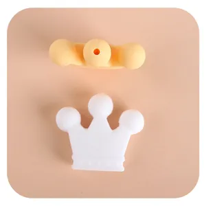 DIY crown silicone teether beads set for baby pacifier clips and teething bracelets