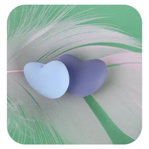 Silicone heart beads for baby pacifier clips and DIY teething bracelets in light blue and purple
