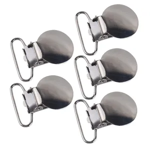 Metal Round Pacifier Clips Alloy Suspender Clips For DIY Baby Pacifier Chain Making Silver Metal Clips For Clothing Accessories