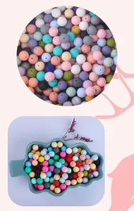 Macro de cuentas de silicona de 12 mm para chupeteros DIY y mordedores de bebé