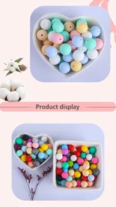Primer plano de cuentas de silicona de 12mm color macarrón para chupeteros de bebé