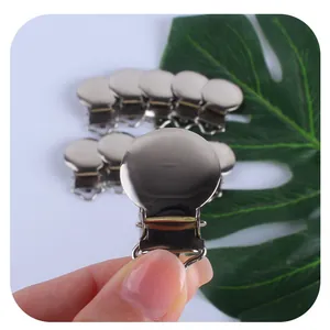 Polished silver metal baby pacifier clips for DIY dummy chains and suspender holders