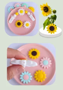 Detailed macro view showing the side perforation of sunflower silicone teething beads
