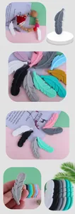 Macro shot of colorful feather-shaped silicone beads for DIY baby pacifier clips
