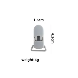 Clip per ciuccio in plastica grigio chiaro accessorio massaggiagengive DIY 1,6cm e 4,2cm
