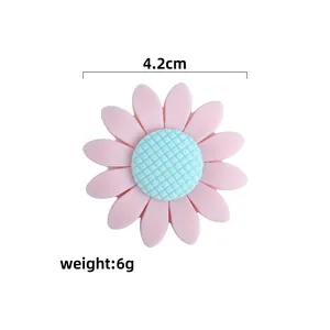 Pink and blue silicone sunflower beads for baby teether DIY jewelry and pacifier clips
