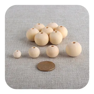 Natural Round Wood Beads For DIY Jewelry Making Polished Wooden Spacer Beads For Pacifier Chains Teething Toys Craft Supplies