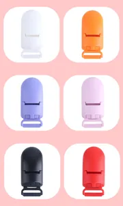 Detailed set of colorful matte plastic clips for DIY baby pacifier chains and straps