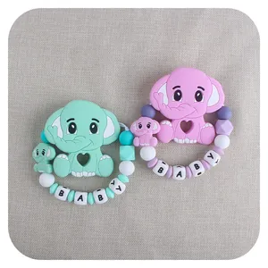 Anello massaggiagengive in silicone a forma di elefante con perline BABY per bimbi