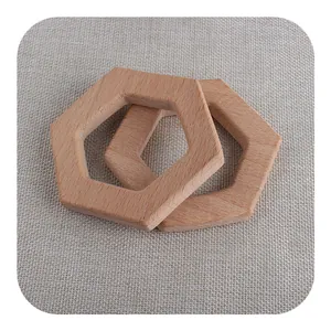 Anneau de Dentition Hexagonal en Bois de Hêtre Naturel pour Bébé Jouet Écologique pour Nourrissons Accessoires de Dentition DIY
