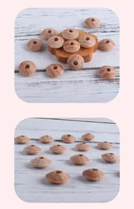 Makroaufnahme von 13 mm Abstandsperlen aus Buchenholz für DIY-Schmuck und Beißringe