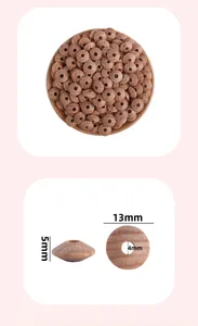 Detailansicht der 13mm Buchenholz-Abakusperlen für DIY-Schnullerketten und Beißringe