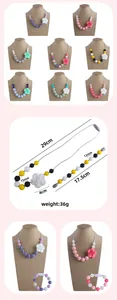 Detailed dimensions of rose silicone teething necklace and bracelet set for infants