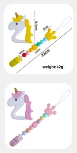 Specifiche dettagliate del set massaggiagengive unicorno e catenella portaciuccio