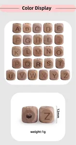 Nahaufnahme von 12mm Buchenholz-Buchstabenperlen für DIY-Schnullerketten für Babys