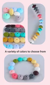 Macro shot of colorful flat silicone abacus beads for DIY baby pacifier clips and jewelry