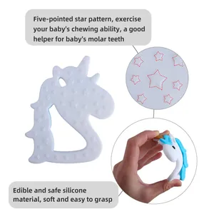 Massaggiagengive a forma di unicorno in silicone con texture a stelle per neonati