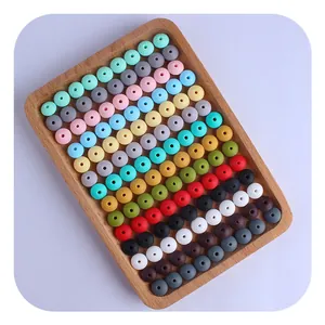 Colorful flat silicone abacus beads for DIY baby pacifier clips and jewelry making