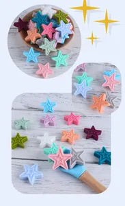 Bunte sternförmige Silikonperlen für DIY-Schnullerketten und Beißringe für Babys