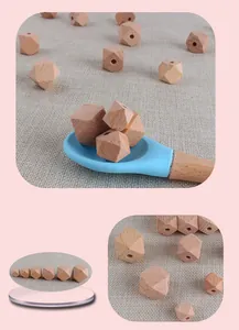Perline ottagonali in legno di faggio naturale con superfici lisce per collane DIY